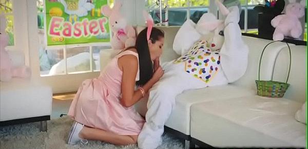  Teen Avi Love fucks a furry bunny dick when fam is not looking